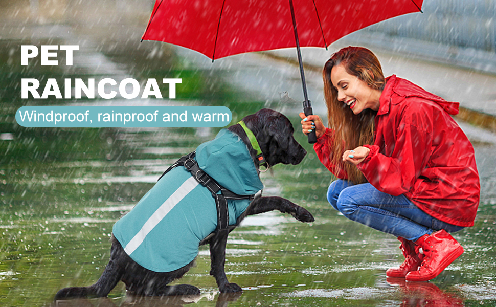 Дощовик для собак PETCUTE: водонепроникний, з отвором для шлейки, для маленьких, середніх та великих собак, з світловідбиваючими смугами, регульована капюшон, 3XL, Рожевий