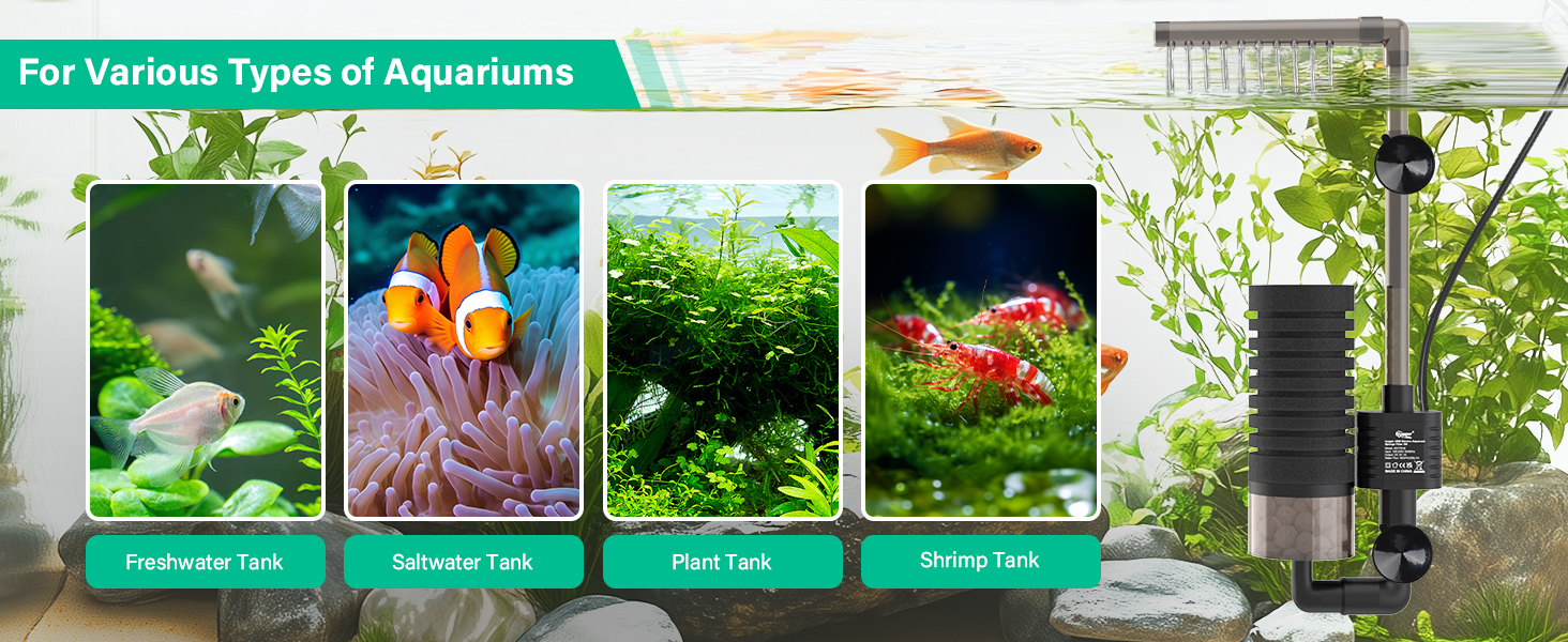 Електричний акваріумний фільтр Hygger USB, для акваріумів до 170л, тихий, з керамічними кульками