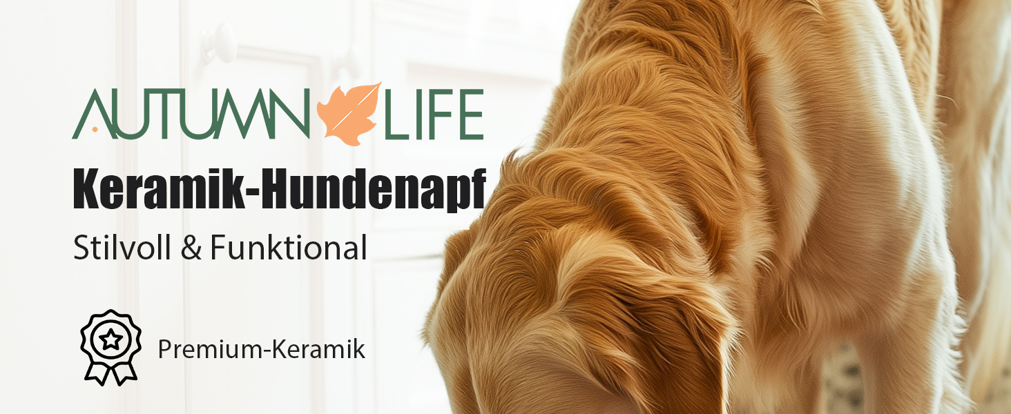 Керамічна годівниця для собак Autumnlife, 2.2L, піднята, для середніх та великих собак, миска для їжі та води, сумісна з мікрохвильовою піччю, білий колір