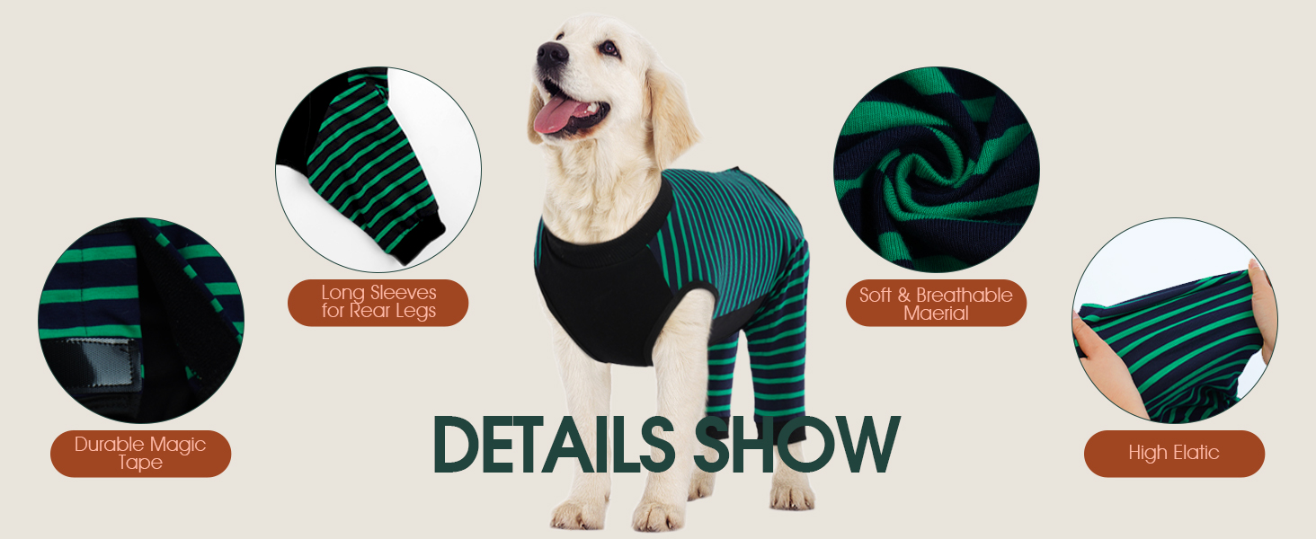 Комбінезон для собак Kuoser після операції на задніх лапах, чорний, розмір L (Back:40cm)