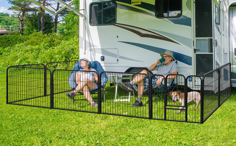 Клітка для цуценят Yakimz 8-частинна, вигульна клітка для цуценят висотою 60 см з дверцятами та захисним тентом, гнучка та складана клітка для собак, загородження для цуценят, собак, кроликів та інших дрібних тварин, 8 шт. - 80x60 см