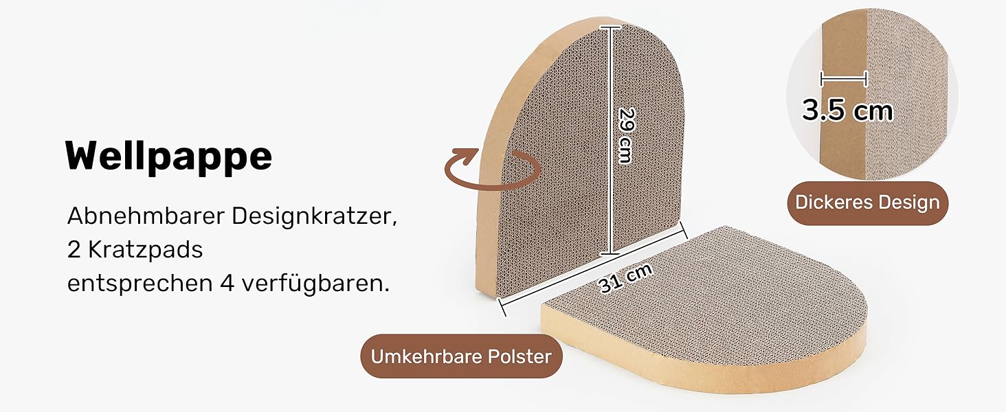 Кразберідка для котів FUKUMARU: диван з крафт-паперу, 61 см, з м'якими подушками, бежевий