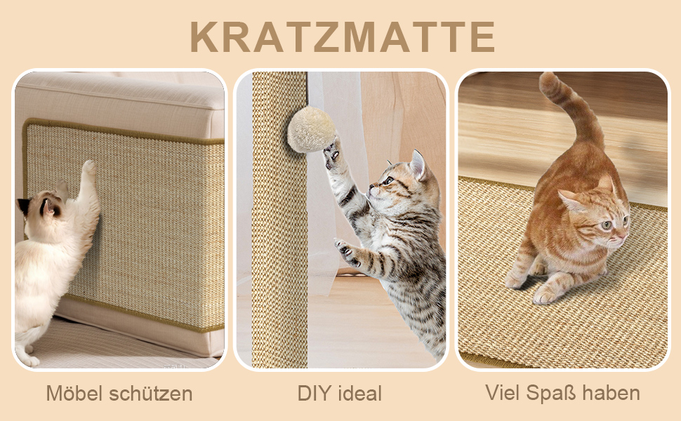 Килимок для котів Graciadeco з сизалю, 60 x 40 см - захист меблів