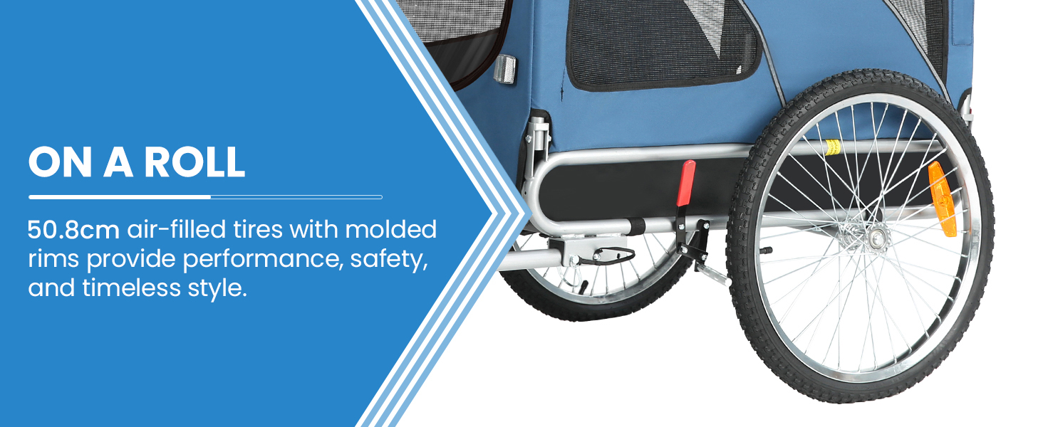 SEPNINE® Причіп для собак XL 2-в-1, велосипедний та візок для собак до 40 кг, складний з гальмами та зчіпним пристроєм, для середніх та великих собак – блакитний