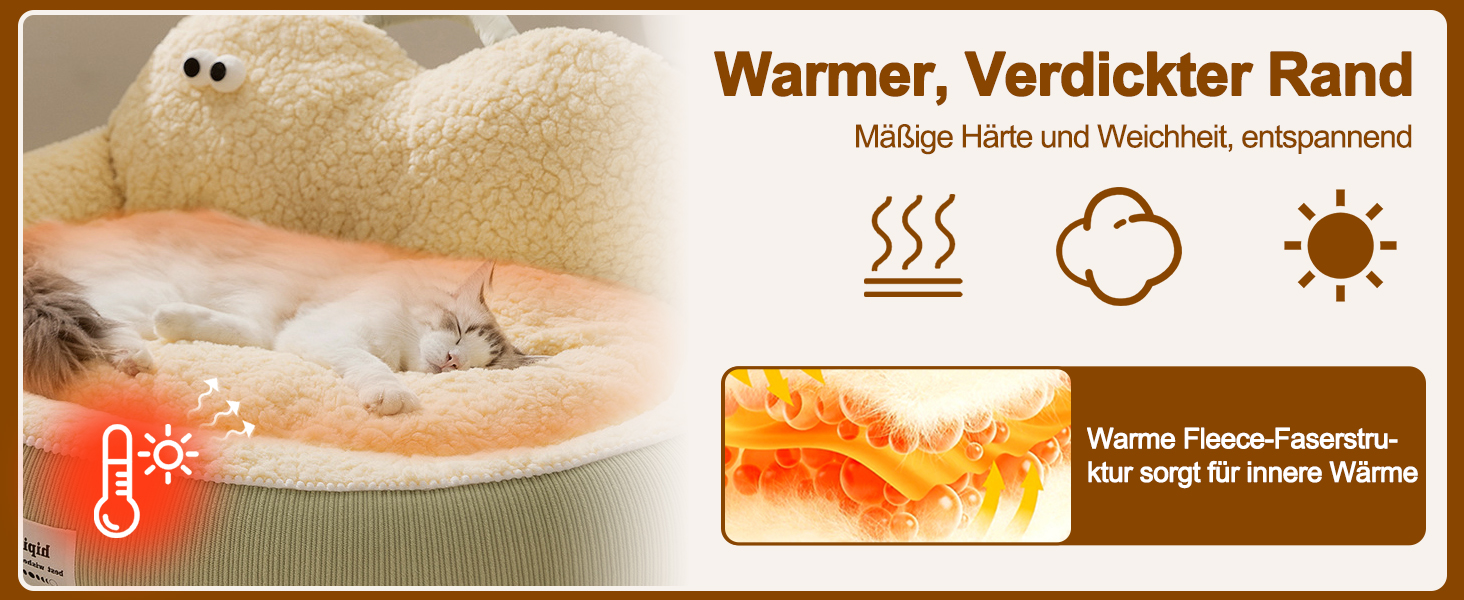 Кругле ліжко для котів Galatée, м'яке, плюшеве, з антиковзною основою (зелене, M)