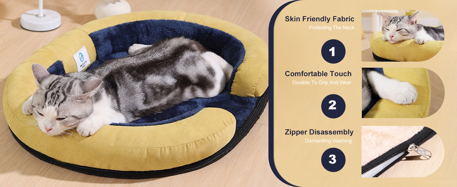 Ортопедичне ліжко для собак PETCUTE великих порід, зручне, з антиковзною основою та знімним чохлом, блакитне