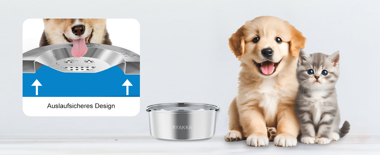 Нержавійна миска для собак 1L без розливання, повільне годування, для собак та котів маленьких та середніх порід