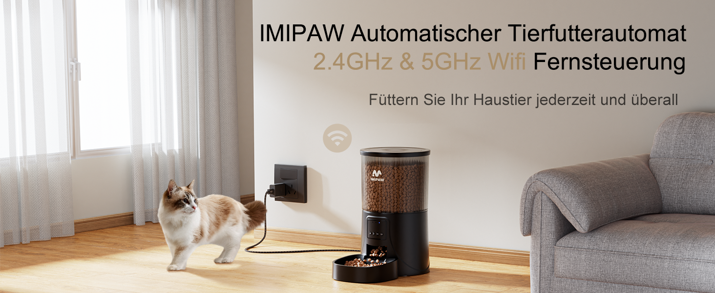 Автомат годування котів IMIPAW 5G WiFi, керування через додаток, 4L, для котів та собак