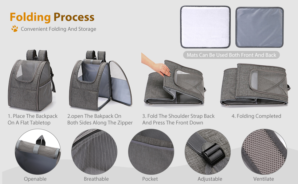 Рюкзак-переноска для кота/собаки PETCUTE: зручна та легка переноска для маленьких тварин. Зелений колір. Знімний килимок з флісу для прогулянок на природі.