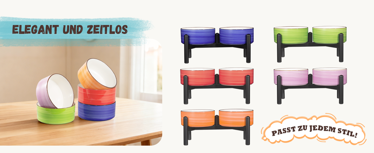 Керамічна годівниця для собак на підставці з нержавіючої сталі - подвійна годівниця для маленьких та середніх собак, антиковзаюча, для корму та води, 350г/660мл, 15см, блакитна