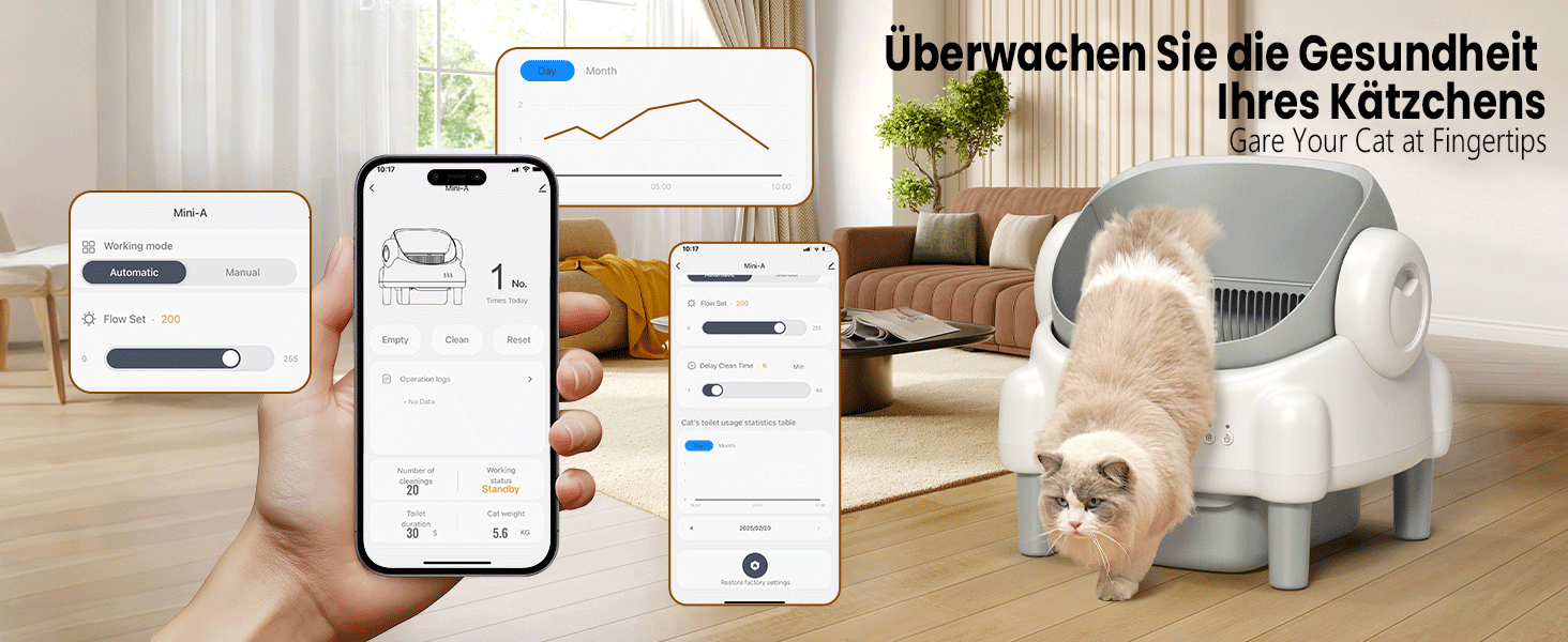 Автоматичний лоток для котів з відкриванням зверху, з керуванням через додаток, датчиком безпеки та 2 рулонами наповнювача, білий та сірий (MN-2) MN-1