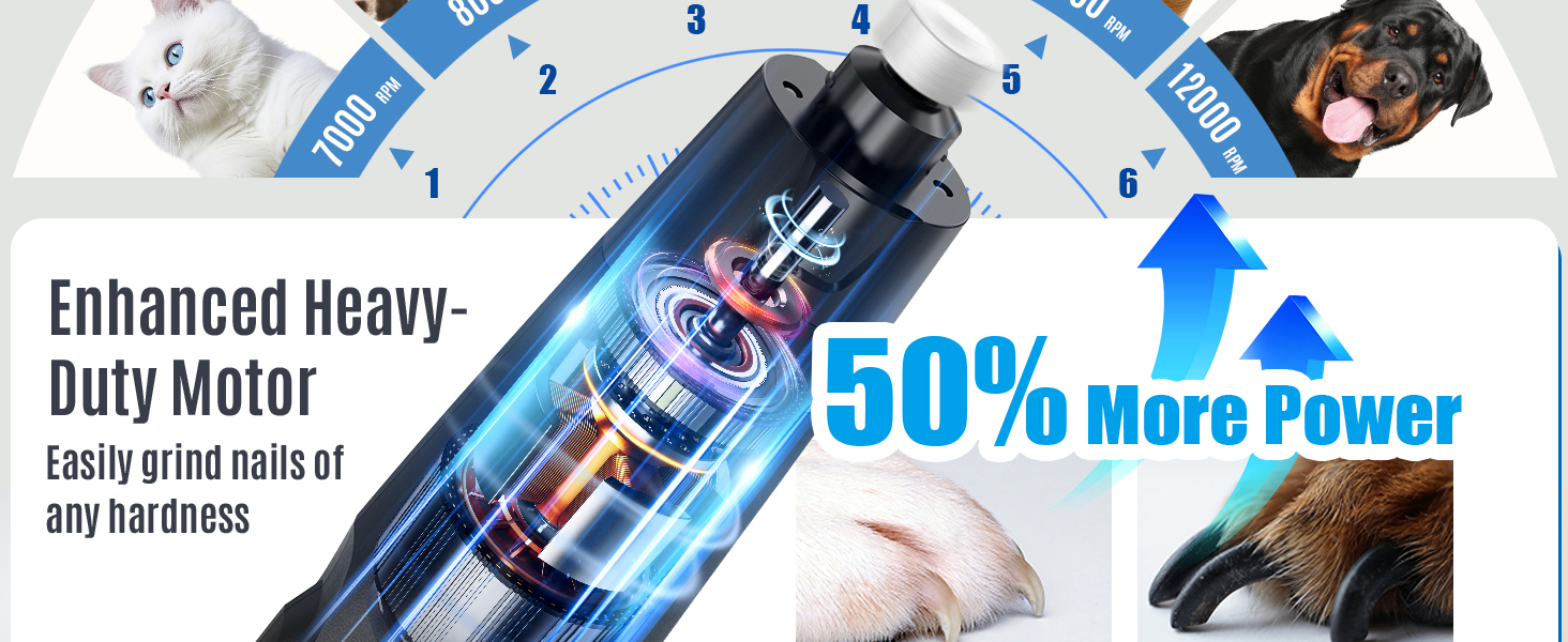 Електричний шліфувальник кігтів для собак та котів Casfuy Neue - тиха робота, 7 годин роботи, 2 LED, для собак великих, середніх та малих порід, чорний