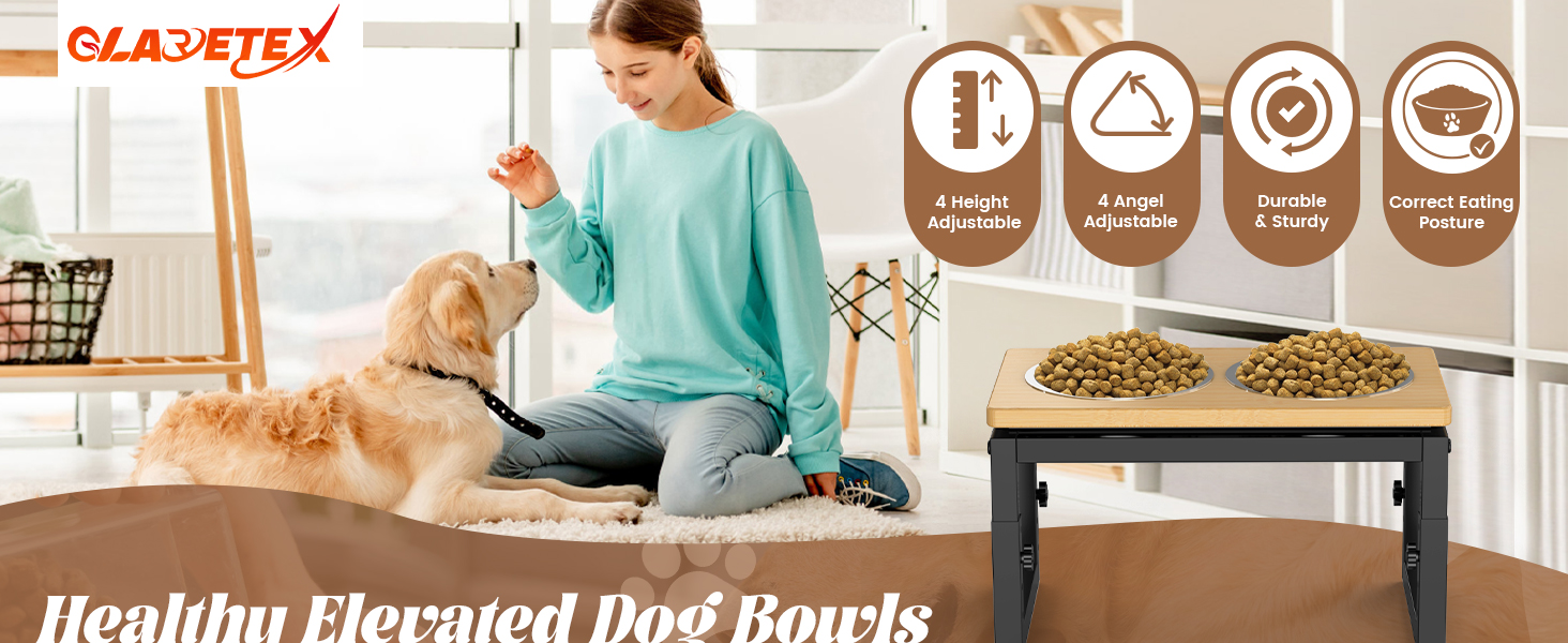 Підвищена годівниця для собак середніх та великих порід, чорна. 2 миски з нержавіючої сталі, регульована висота