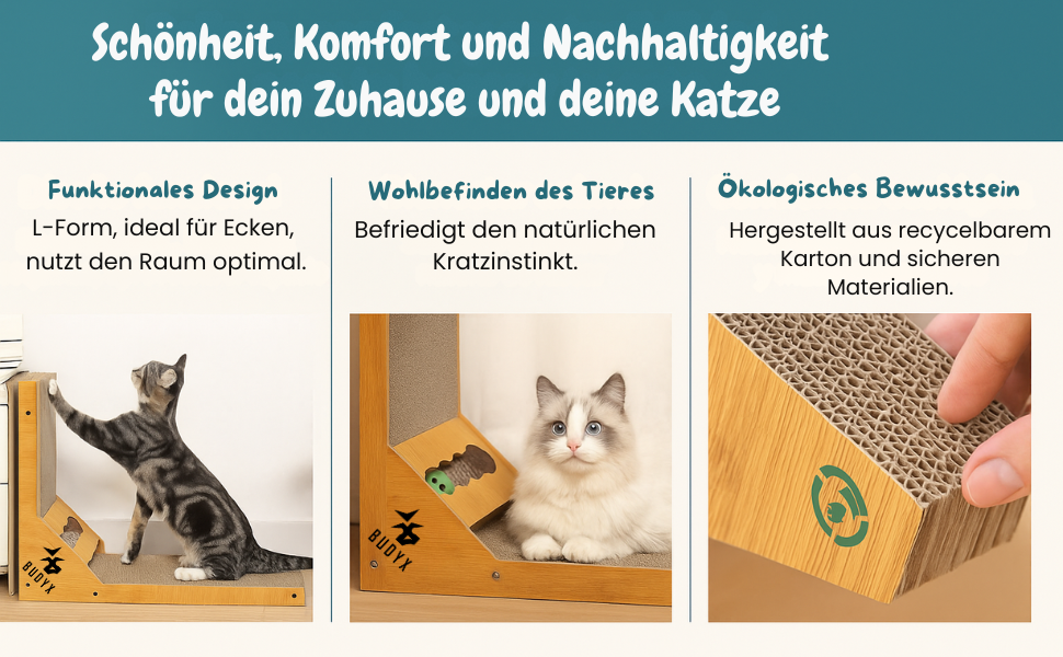 Кігтеточка для котів у формі L - щільний гофрокартон - для дряпання та відпочинку - екологічна, двостороння та стійка - ідеальна для домашніх котів