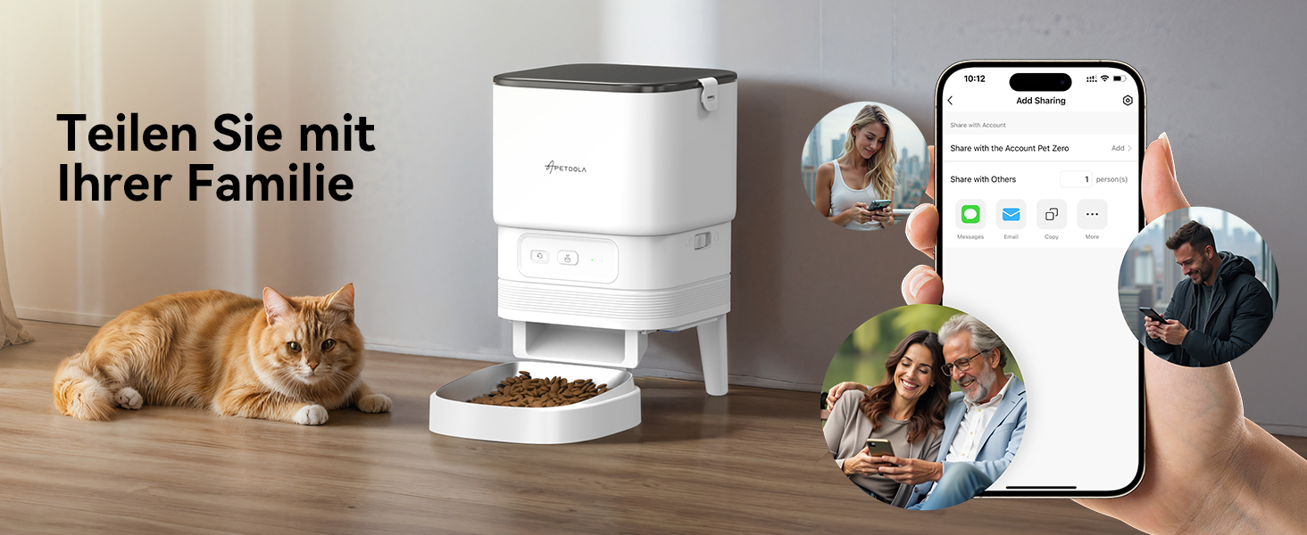 Автоматичний годівник для котів з Wi-Fi, 4L, керування через додаток, 10s запис голосу, для котів та собак (білий)