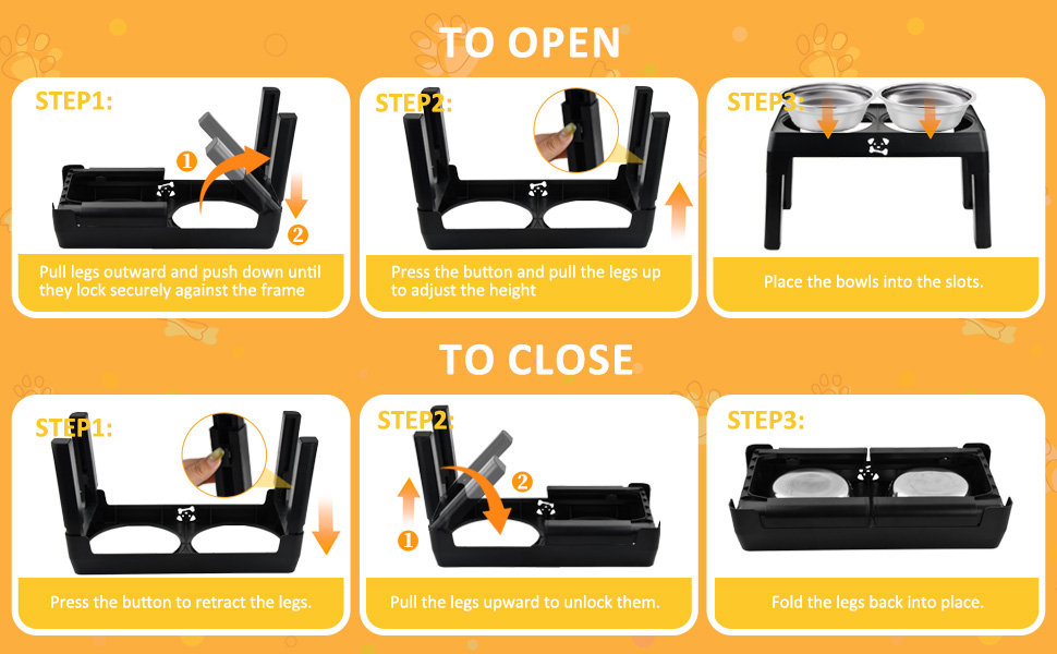 Підвищений годівниця для собак з регулюванням висоти, 5 рівнів, для малих, середніх та великих собак, годівниця-станція з 2 мисками з нержавіючої сталі, складна та протиковзка, для здоров'я суглобів та без BPA