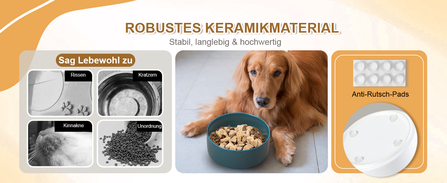 Керамічна миска для собак, годівниця для собак - неслизька миска для собак маленьких та середніх порід, миска для води для великих котів - керамічна миска для корму та води - 15 см - 320 г / 720 мл - біла