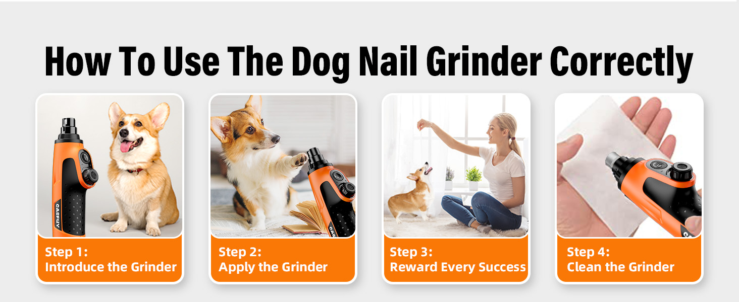 Шліфувальник кігтів для собак Casfuy Smarter Krallenschleifer 6-ступінчатий з LED-підсвіткою, тихий, перезаряджається, для собак та котів великих, середніх та малих порід, оранжевий/західний колір (Sunset Chevron)