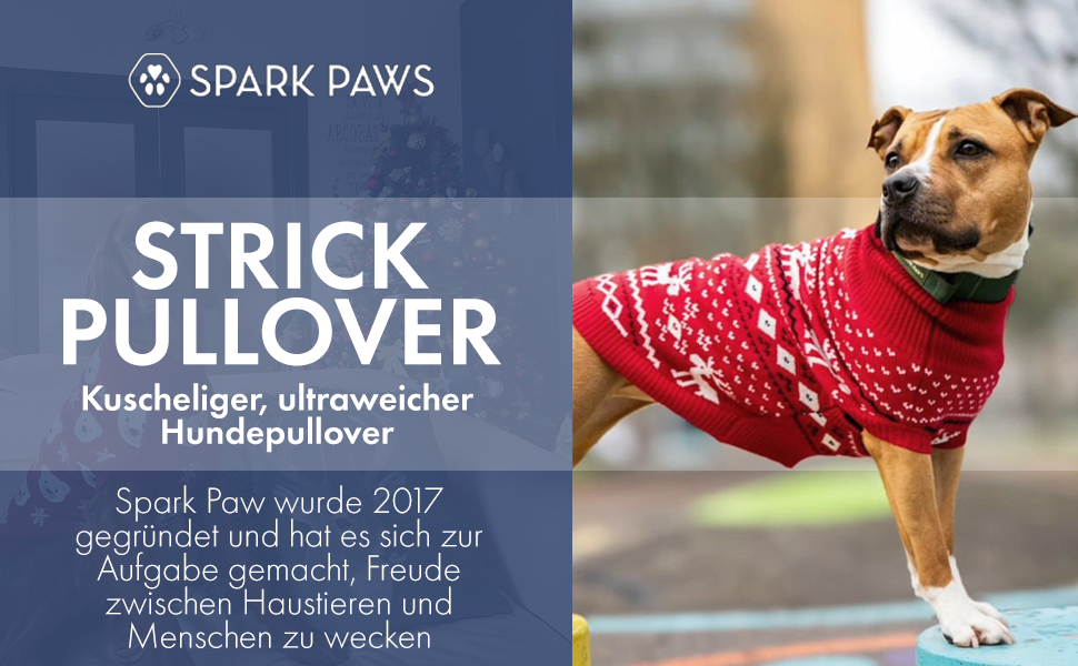 Теплий зимовий пуловер для собак Spark Paws – ультрам'який, для маленьких, середніх та великих собак, еластичний, для Французьких бульдогів, пітбулів, сук та самців (Dasher Red, 2XL: 16-25кг)