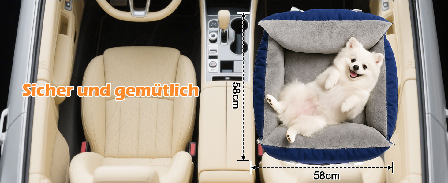 Автомобільний лежак для собак 3-в-1 - переносна ліжко для маленьких собак, з м'яким килимком, для переднього або заднього сидіння, внутрішнє та зовнішнє використання (04-Блакитний)