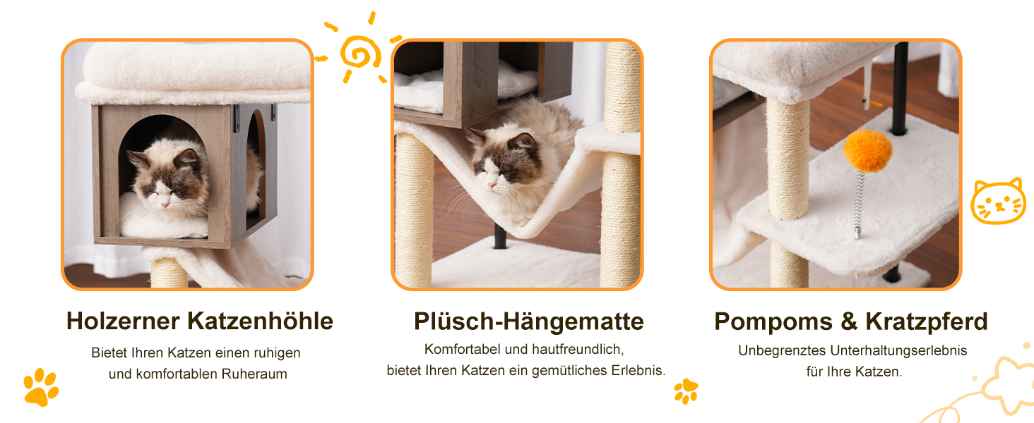 Котячий будиночок з дряпалкою Heybly HCT017WB (Rustic Gray) - велика платформа 54x40 см, висота 57.5 см