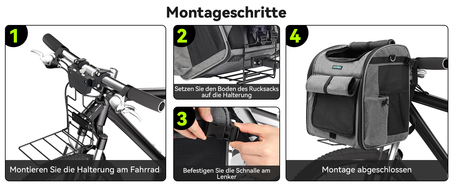 Корзина для собак на велосипед до 10 кг з міцною L-подібною кріпленням Φ80mm, складана, дихаюча, 4-в-1 (рюкзак, сумка через плече, автокрісло), з комфортним подушкою та світловідбиваючими смугами
