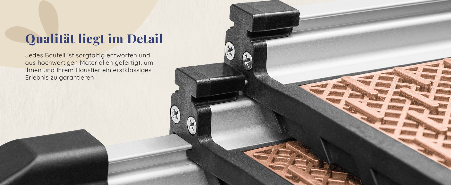 Рампа для собак у машину Klappbar - Складана, стабільна, протиковзка, для автомобілів та SUV до 90 кг, телескопічна алюмінієва рампа, з світловідбиваючими смугами, кріпильний кліп, для великих собак