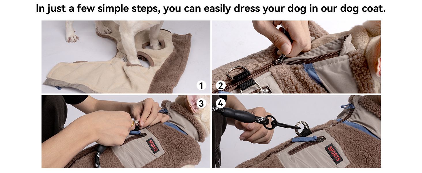 Теплий зимовий жилет для собак FeimaX з флісу, з D-початком, для малих та середніх собак, колір кава