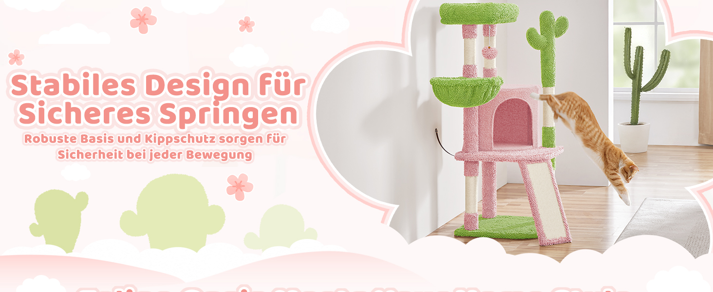 Когтеточка-будинок для котів Yaheetech Kaktus, 106.5 см, бежево-коричнева, з оглядовою платформою та печереєю