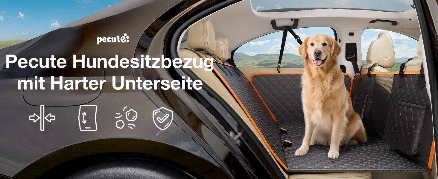 Накладка на сидіння автомобіля для собак Pecute, чорно-помаранчевий, до 150 кг, для подорожей
