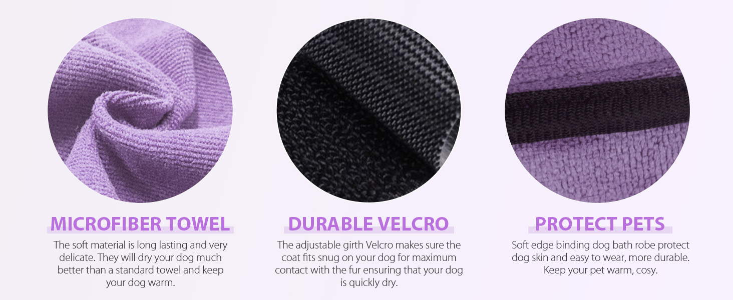 Рушник для собак з капюшоном, вбираючий, для сушіння після купання, для котів та собак усіх порід, L (блакитний) (фіолетовий L)