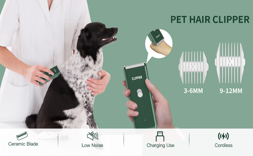 Професійний набір для догляду за шерстю домашніх тварин Cussity, водонепроникний, перезаряджається, для цуценят, кроликів, котів, зелений