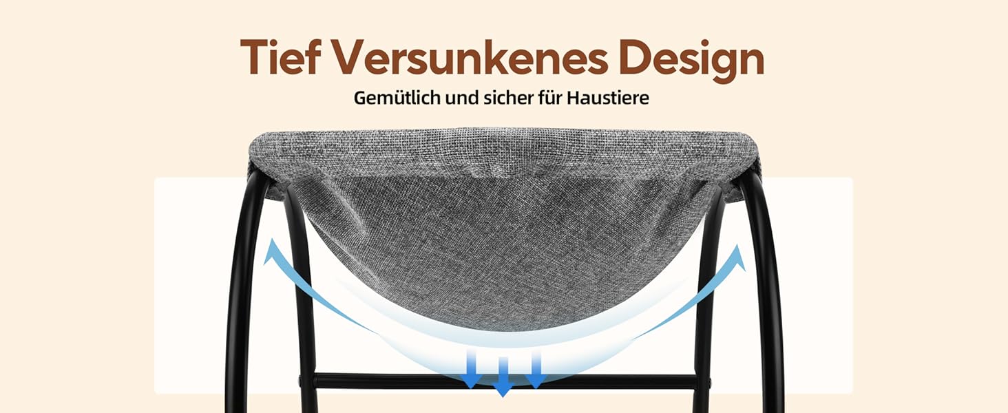 Гамак для котів LIFLIX Outdoor, піднятий лежак знімний, пральний плюш, стоячий гамак для котів для внутрішнього/зовнішнього використання (Сірий)