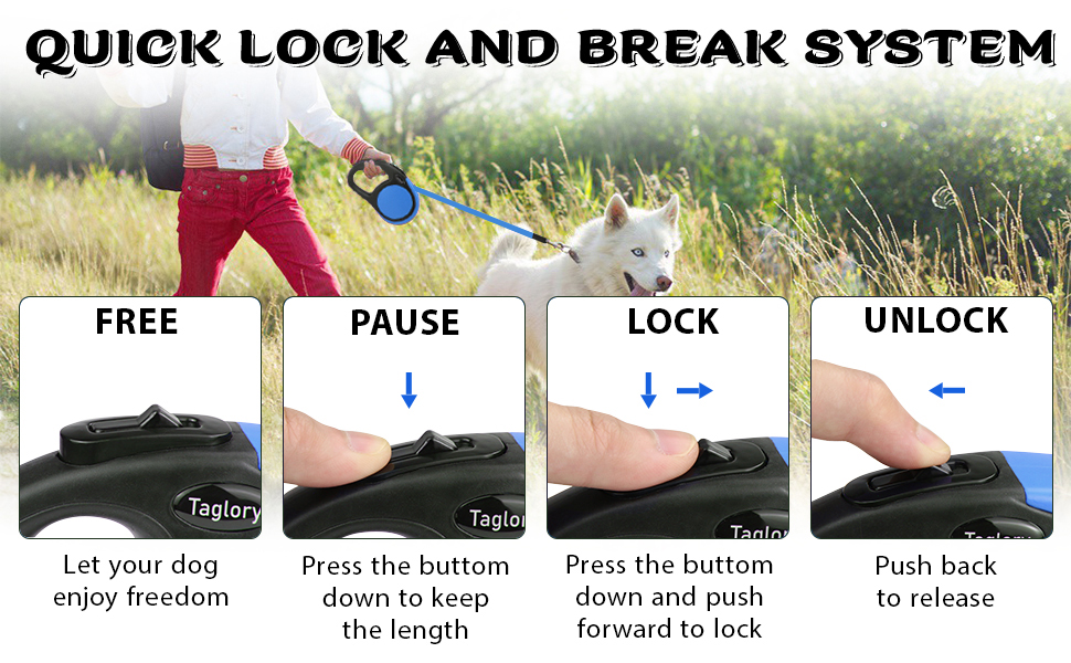 Висувна повід для собак середніх та великих порід до 45 кг, Taglory, 5 м, блакитний