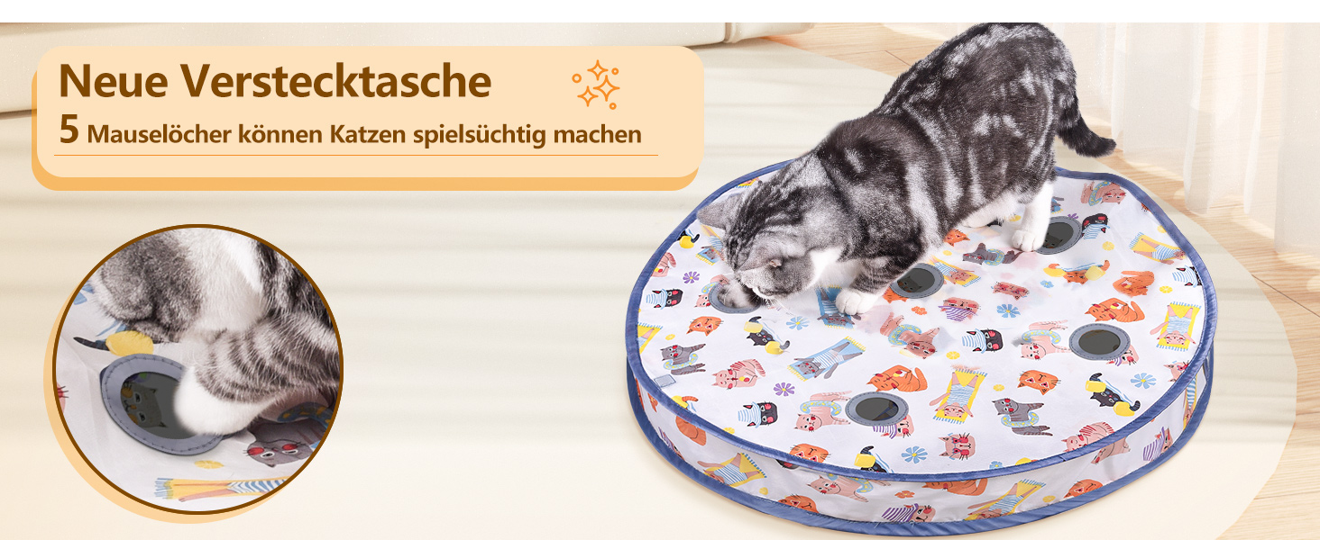 Іграшка для котів GoldenSun: м'ячик з дзижчанням, килимок з мишками, 5-лочкове хованки, блакитний колір