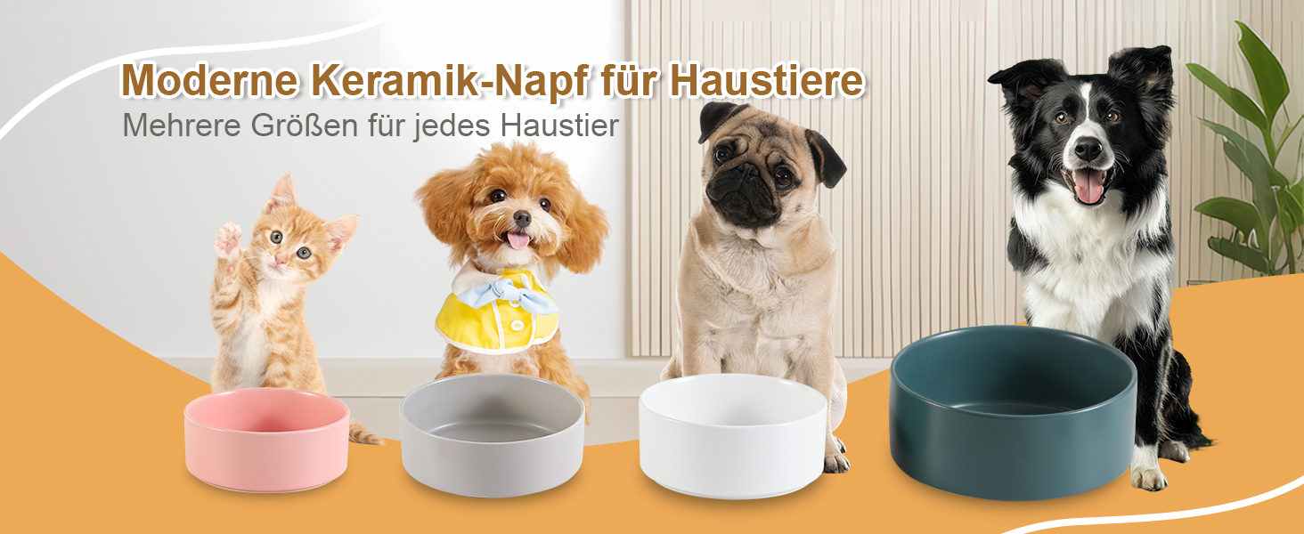 Керамічна миска для собак, годівниця для собак - неслизька миска для собак маленьких та середніх порід, миска для води для великих котів - керамічна миска для корму та води - 15 см - 320 г / 720 мл - біла