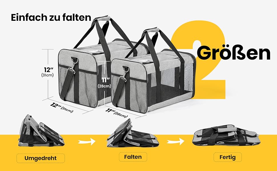 Транспортна переноска для котів та цуценят Conlun - чорна, складна, до 7 кг