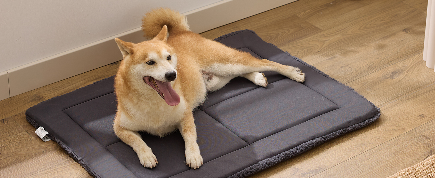 Килимок для собак Joydeco 74x53 см - двосторонній, з флісу, для переносок та кліток. Підходить для середніх та маленьких собак. Темно-сірий колір