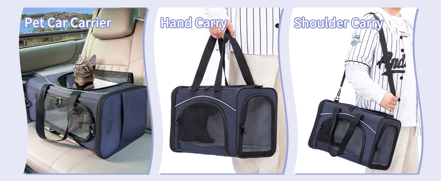 Транспортна переноска для собак та котів Petfit, чорна. Ідеальна для подорожей літаком, автомобілем або поїздом. Підходить для маленьких собак та котів.