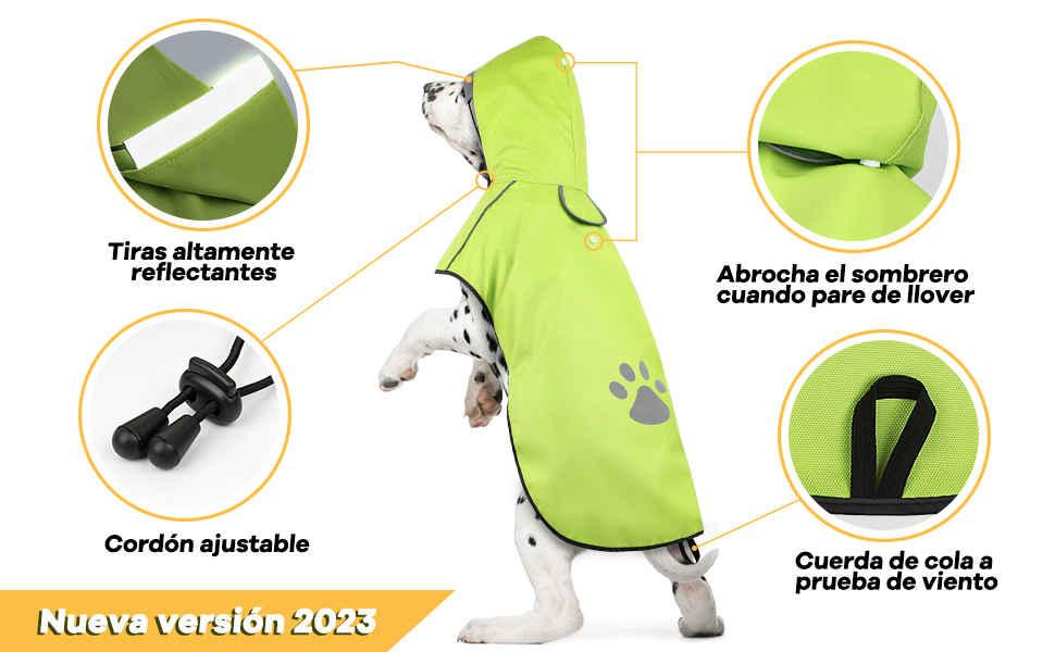 Дощовик для собак, розмір S, зелений, водонепроникний, з капюшоном, відбиваючий, Ultraleicht DQGHQME