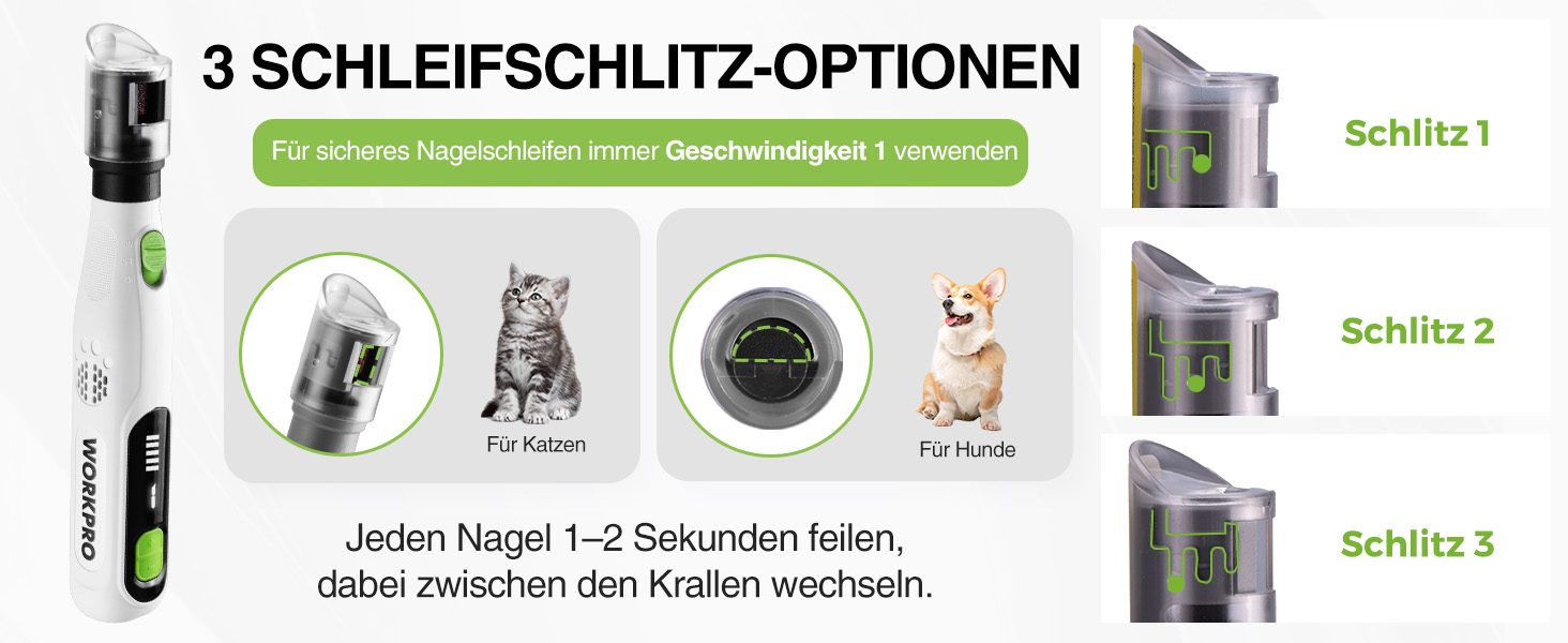 Електричний точило для собачих кігтів WORKPRO - точило для кігтів для собак, котів, 3 отвори, 6 швидкостей