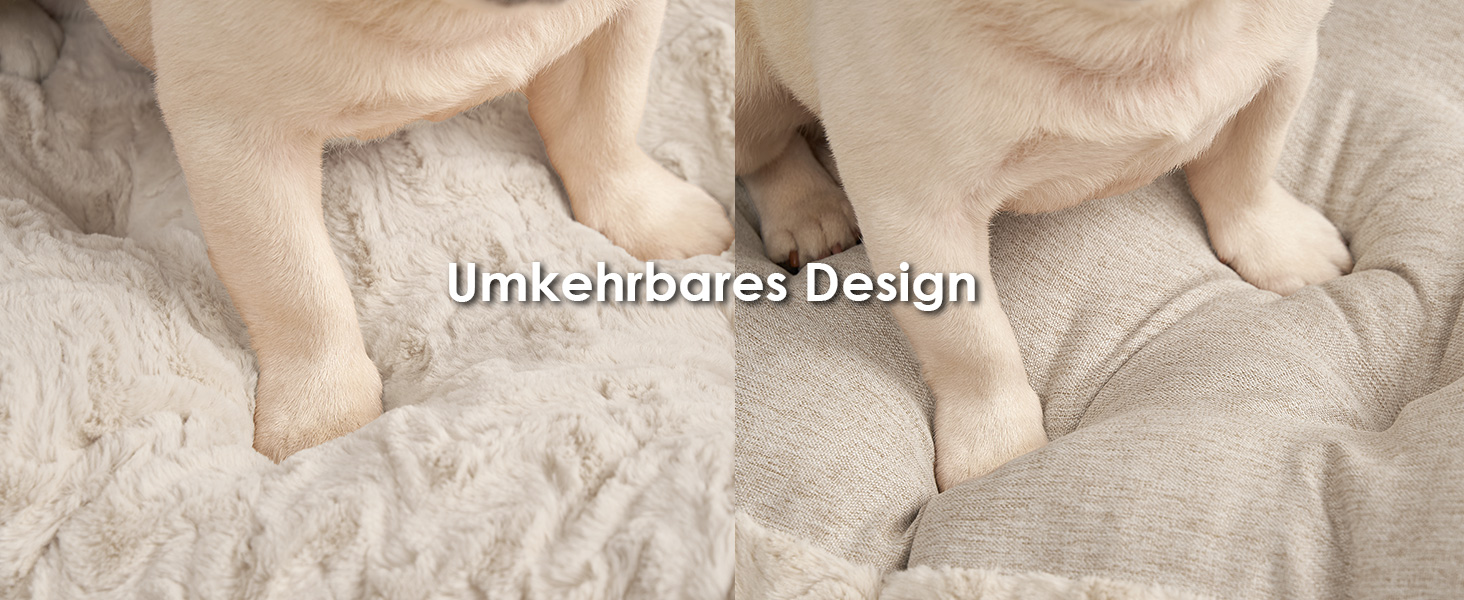 Килимок для собак великих порід, 104x68 см, XL, штучне хутро та льон, Бежевий