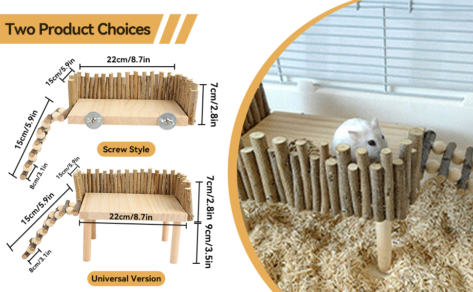 Платформа для хом'яків HERCHR: дерев'яна ігрова площадка, міст, іграшка для гризунів з огорожею. Підходить для тушканчиків та золотих ведмедиків
