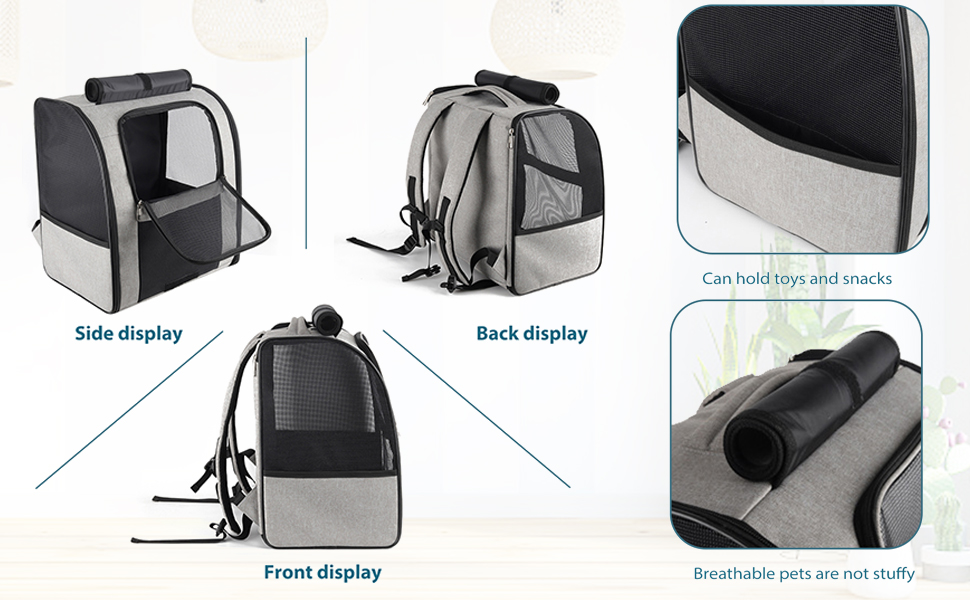 Рюкзак для собак та котів PETCUTE: зручний та дихаючий, сірий колір