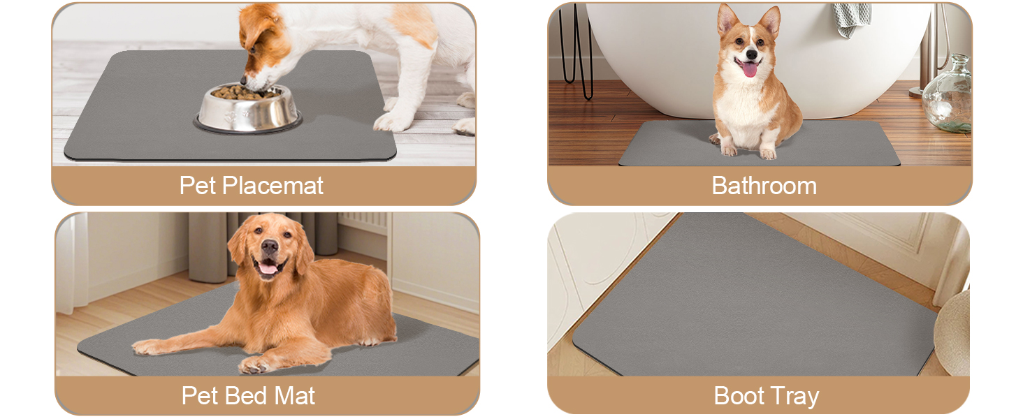 Підкладка під миску для собак та котів, нековзна, 60 x 150 см, сірий колір