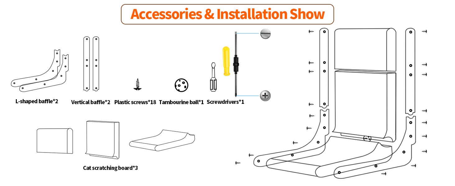 Котяча дряпка L-подібної форми, 68 см, з дзвіночком, рибкою та мишкою, з якісного картону, для стін, задовольняє природну потребу в дряпанні, XXL