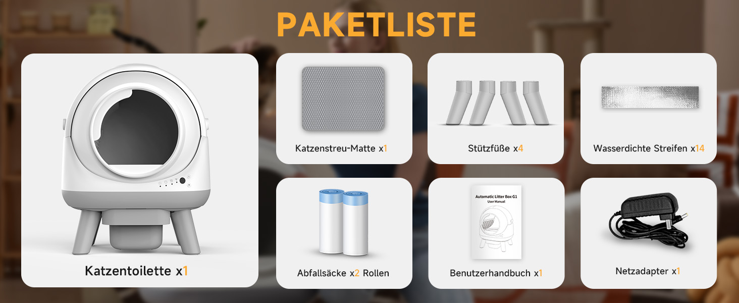 Автоматичний лоток для котів ELS PET з самоочищенням, захистом від розльоту, керуванням через додаток, без запаху, з килимком для котячого туалету та пакетами для сміття (для кількох котів) (Чорний та Сірий) (Білий Сірий)