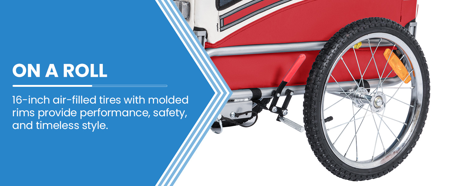 SEPNINE® Причеп для собак на велосипед, 2-в-1, для тварин до 30 кг, червоний