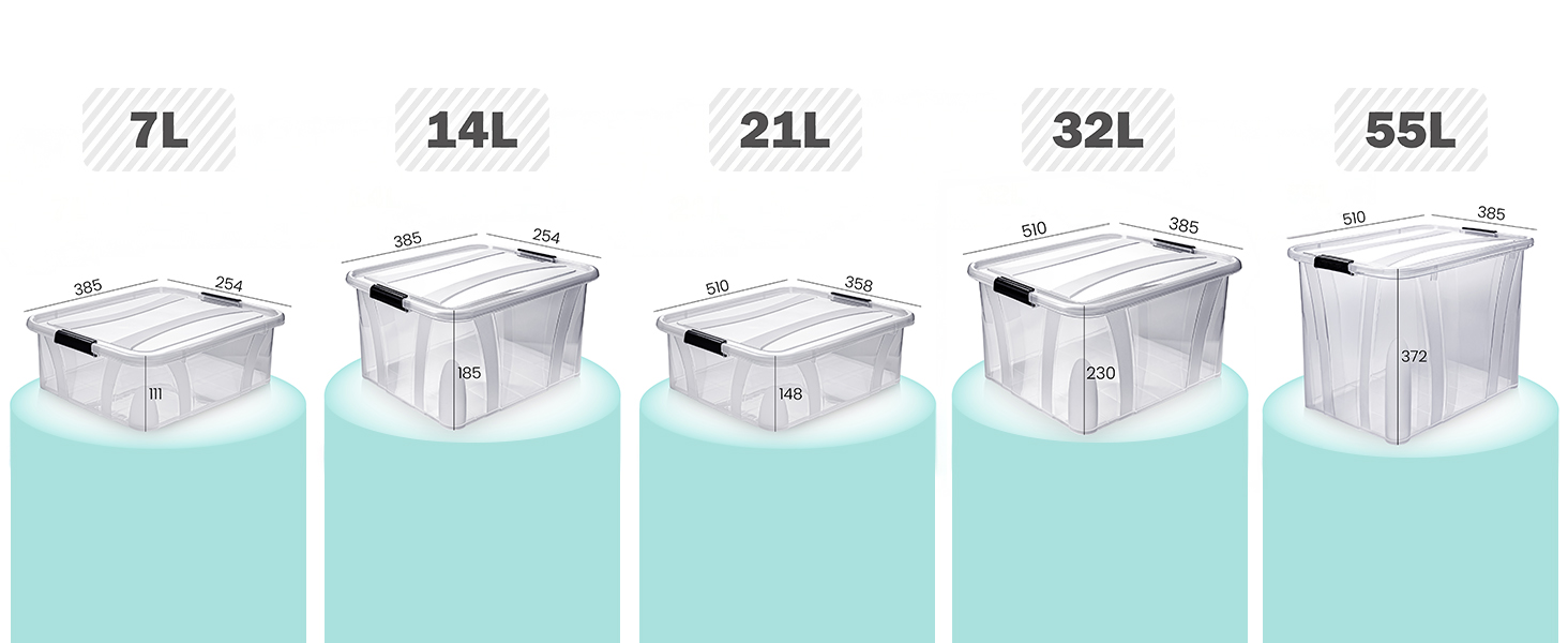 Ящик для зберігання Konzept з кришкою, 55L, BPA-free, міцні затискачі