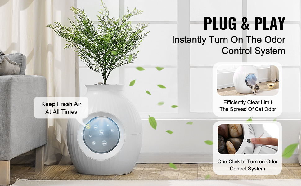 VEVOR Інтелектуальний туалет для котів з контролем запаху, прихований лоток з освітленням, ABS-пластик, для дому та вулиці